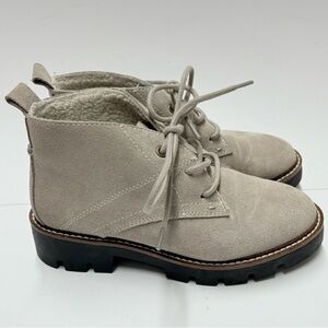 White Mountain Suede Sherpa Lined Lace-Up Boots Taupe Sz 5 1/2